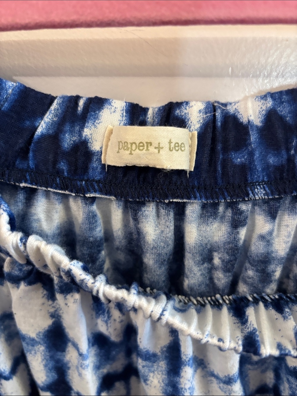 Paper + Tee Blue Tie-Dye Off-Shoulder Women's Top